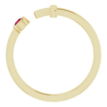 Load image into Gallery viewer, 14K Yellow Natural Mozambique Garnet Cross Ring