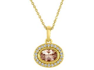 10k Yellow Gold Morganite and Diamond Pendant