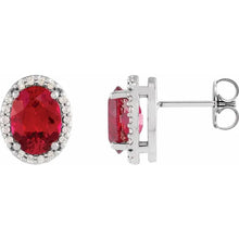 Charger l'image dans la galerie, 14k White Gold Ruby and Diamond Earrings
