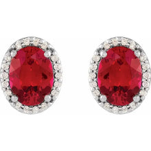Charger l'image dans la galerie, 14k White Gold Ruby and Diamond Earrings
