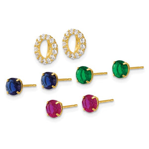 10k Yellow Gold Set of 3 Studs with Earring Jacket