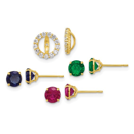 10k Yellow Gold Set of 3 Studs with Earring Jacket