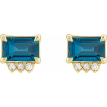 Charger l'image dans la galerie, 14k Yellow Gold Blue Topaz Earrings
