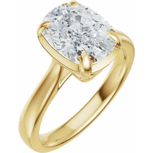 14k Elongated Antiqued Cushion Cut Engagement Ring