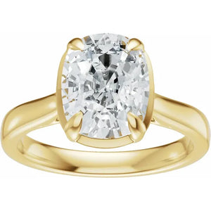14k Elongated Antiqued Cushion Cut Engagement Ring