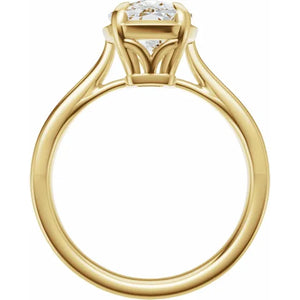 14k Elongated Antiqued Cushion Cut Engagement Ring