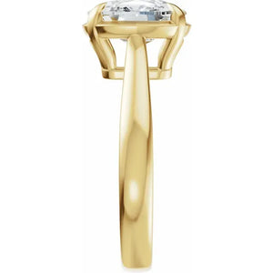 14k Elongated Antiqued Cushion Cut Engagement Ring