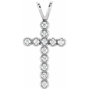 14k White Gold Diamond Cross