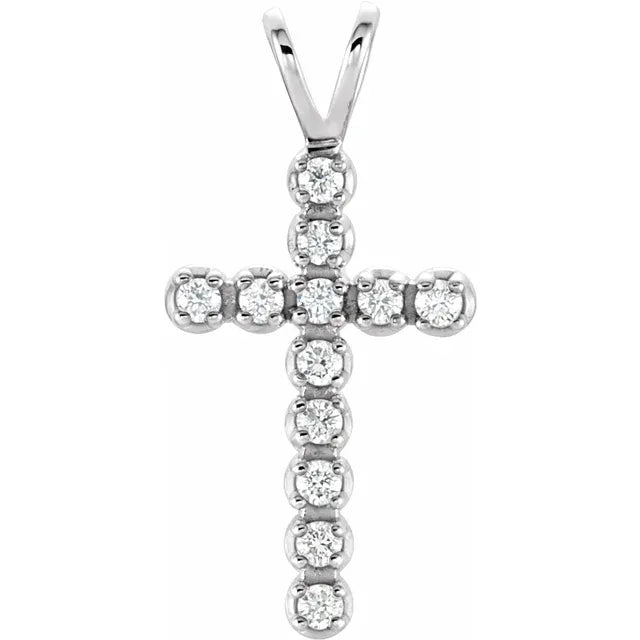 14k White Gold Diamond Cross