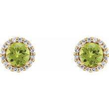 Charger l'image dans la galerie, 14k Yellow Gold Peridot and Diamond Studs
