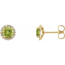 Charger l'image dans la galerie, 14k Yellow Gold Peridot and Diamond Studs
