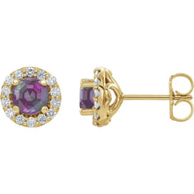 Load image into Gallery viewer, 14k Yellow Gold Alexandrite and Diamond Earrings
