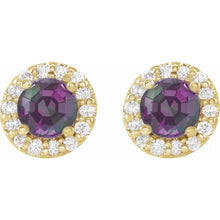 Load image into Gallery viewer, 14k Yellow Gold Alexandrite and Diamond Earrings

