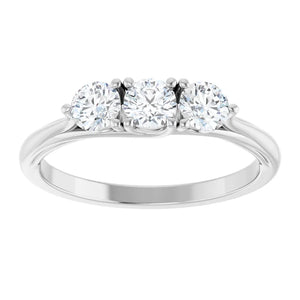 14k White Gold Three Stone Diamond Ring