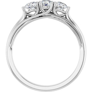 14k White Gold Three Stone Diamond Ring