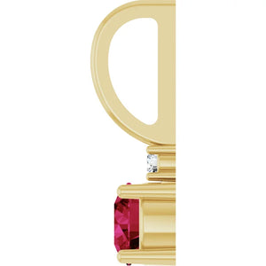 14k Yellow Gold Ruby and Diamond Pendant
