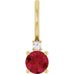14k Yellow Gold Ruby and Diamond Pendant