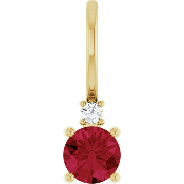 14k Yellow Gold Ruby and Diamond Pendant