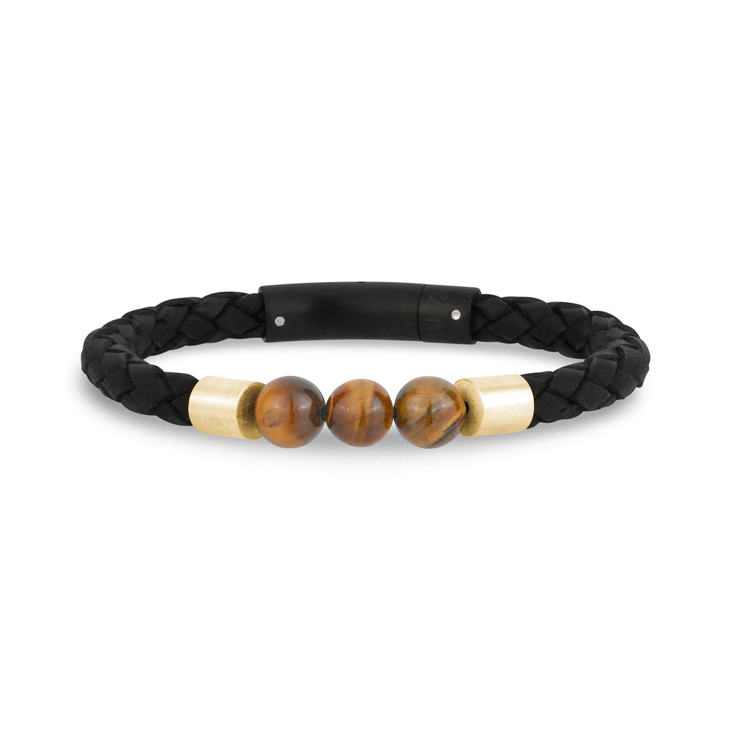 Tiger Eye and Leather Bracelet