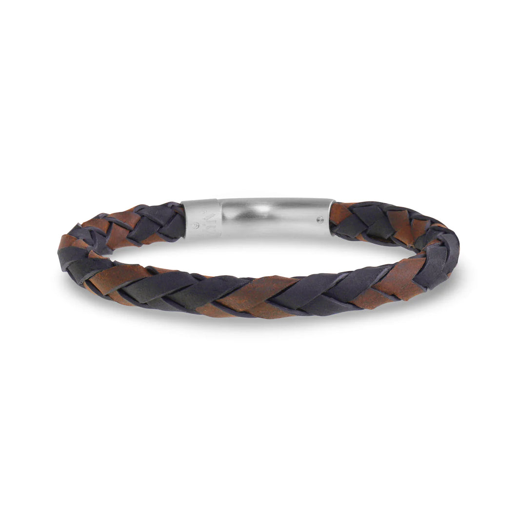 BLACK AND BROWN LEATHER BRACELET