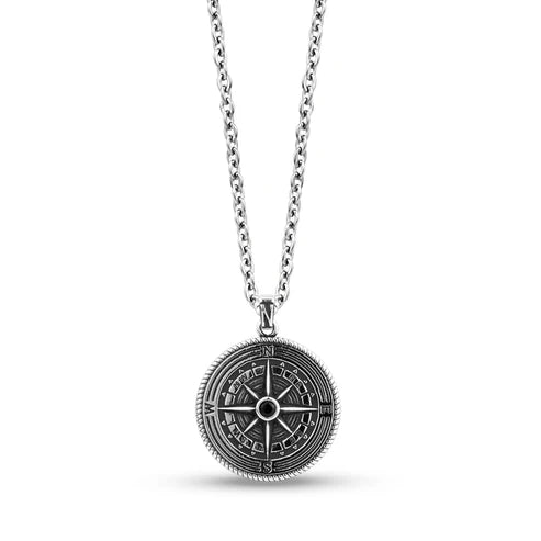 Stone Set Compass Pendant