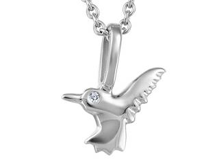 10k White Gold Humming Bird Necklace