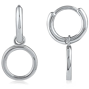 Silver Huggie Dangle Earrings