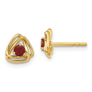 14k Yellow Gold Garnet Earrings