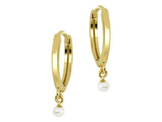 10k Yellow Gold Pearl Huggies