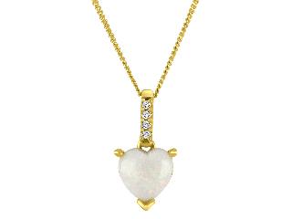 10k Yellow Gold Diamond and Opal Necklace