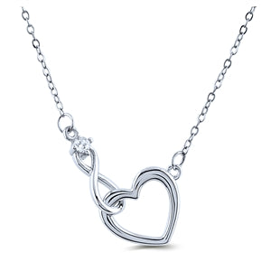 Silver Infinity and Heart Necklace