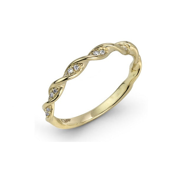 14k Yellow Gold Twist Diamond Ring