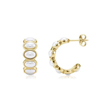 Load image into Gallery viewer, PEARL RIDGE HOOP EARRINGS
