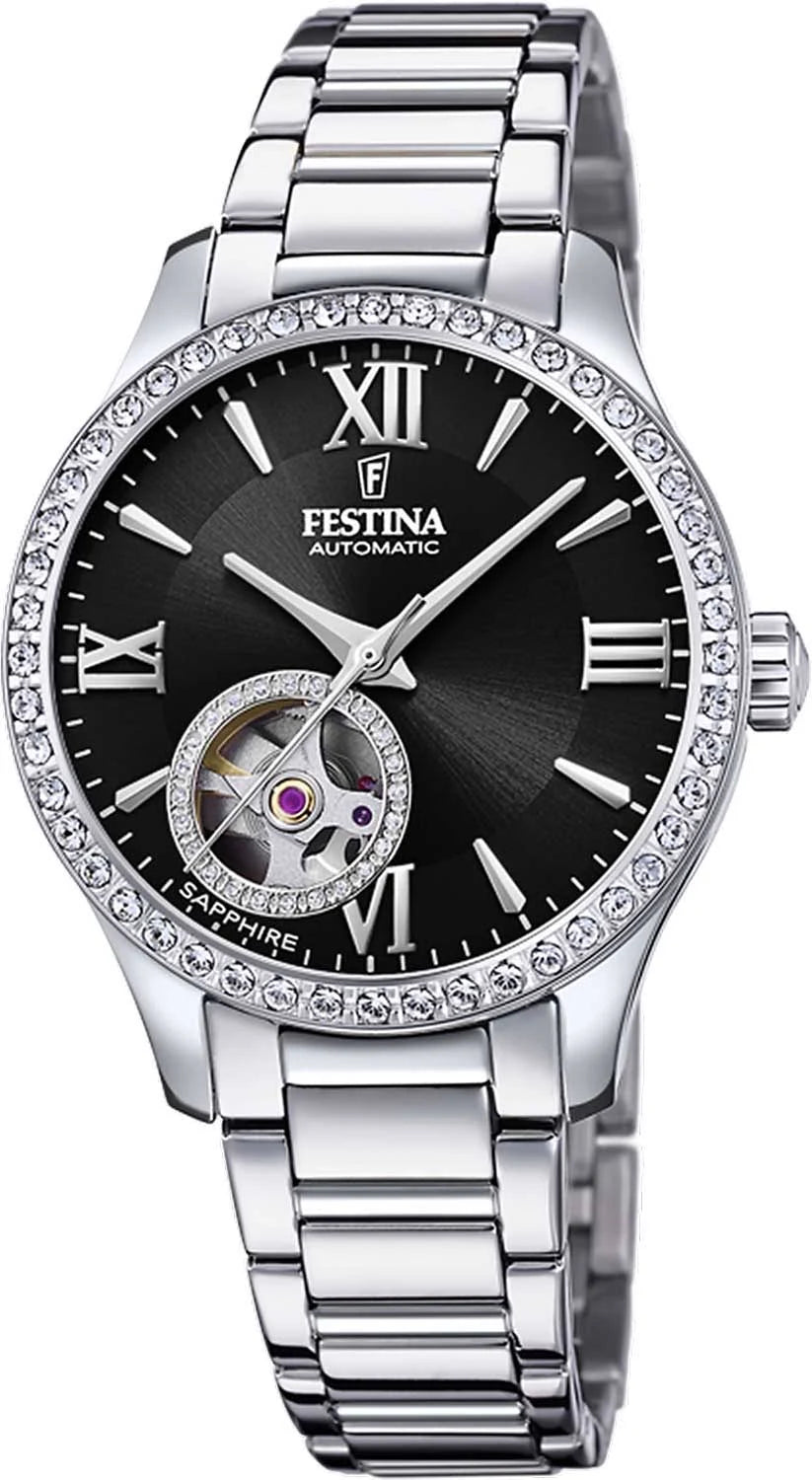 FESTINA SILVER AUTOMATIC STAINLESS STEEL WATCH