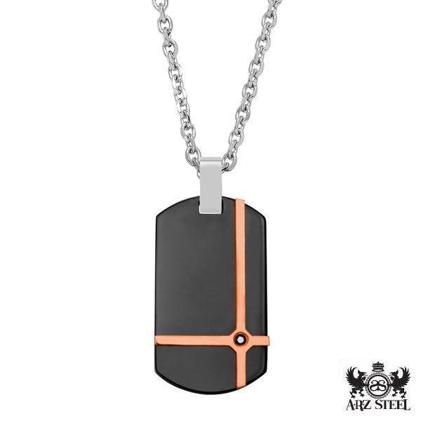 Steel Dog Tag Pendant and Chain