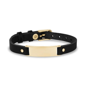 Black Leather Gold Bracelet