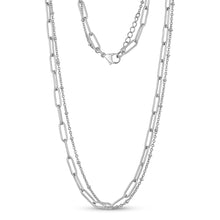 Load image into Gallery viewer, Paperclip Double Chain Gold Necklace
