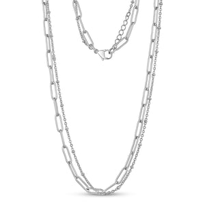 Paperclip Double Chain Gold Necklace