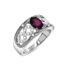 Charger l&#39;image dans la galerie, 10k White Gold Amethyst and Diamond Ring
