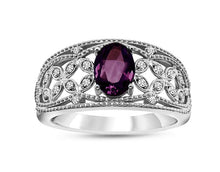 Load image into Gallery viewer, 10k White Gold Amethyst and Diamond Ring
