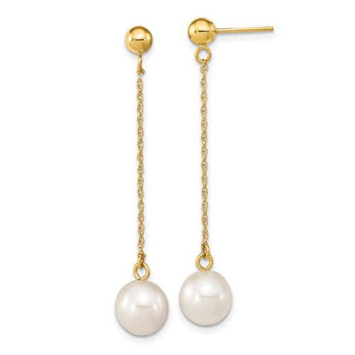 Pearl Earring Pearl Stud Dangle Pearl Yellow Gold Earring Ladies Earring