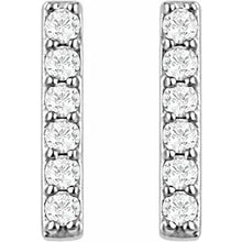 Load image into Gallery viewer, 14K White Gold Natural Diamond Bar Earrings

