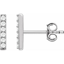 Load image into Gallery viewer, 14K White Gold Natural Diamond Bar Earrings
