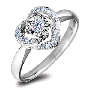 10k White Gold Diamond Heart Ring