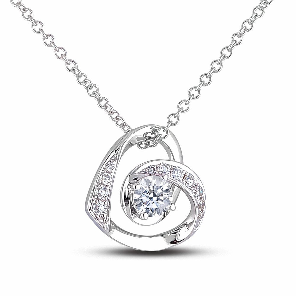 10k White Gold Diamond Heart Necklace
