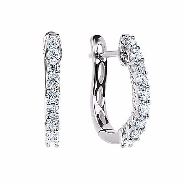 10k White Gold Diamond Hoop Earrings