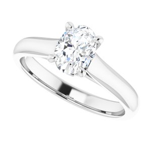 14k White Gold Oval Engagement Ring