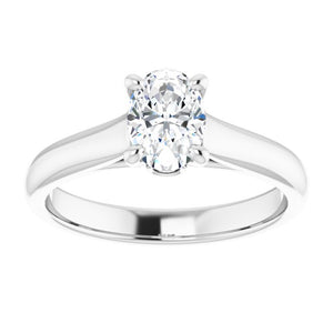 14k White Gold Oval Engagement Ring