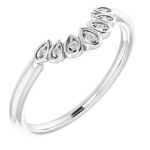 14K White 0.025CTW Natural Diamond Vintage-Inspired Contour Band