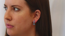 Charger et lire la vidéo dans la visionneuse de la Galerie, 14k White Gold Blue Topaz Earrings
